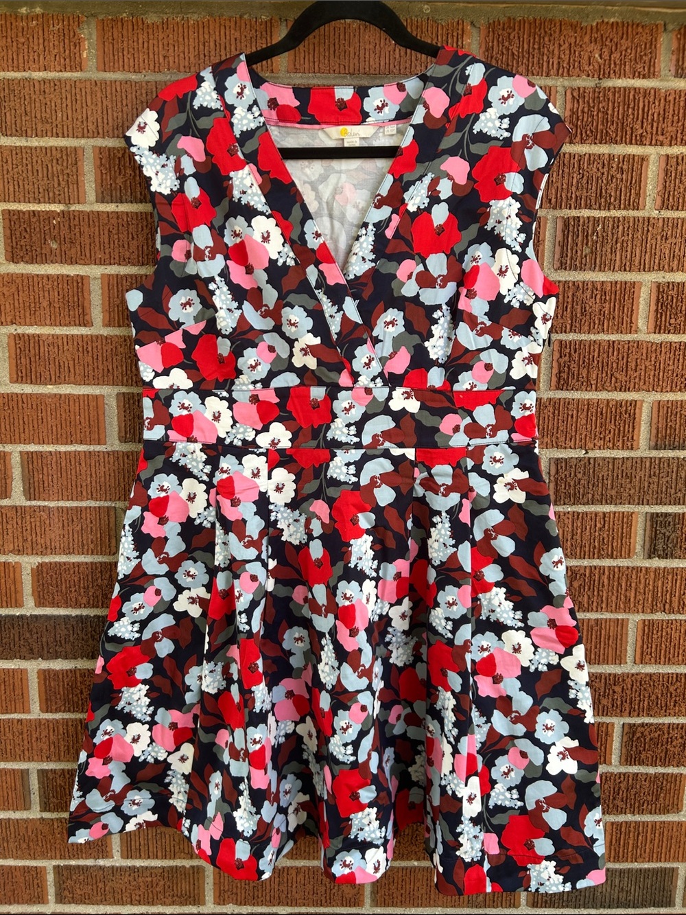 Boden Floral Fit-and-Flare Dress in Red, Pink & White